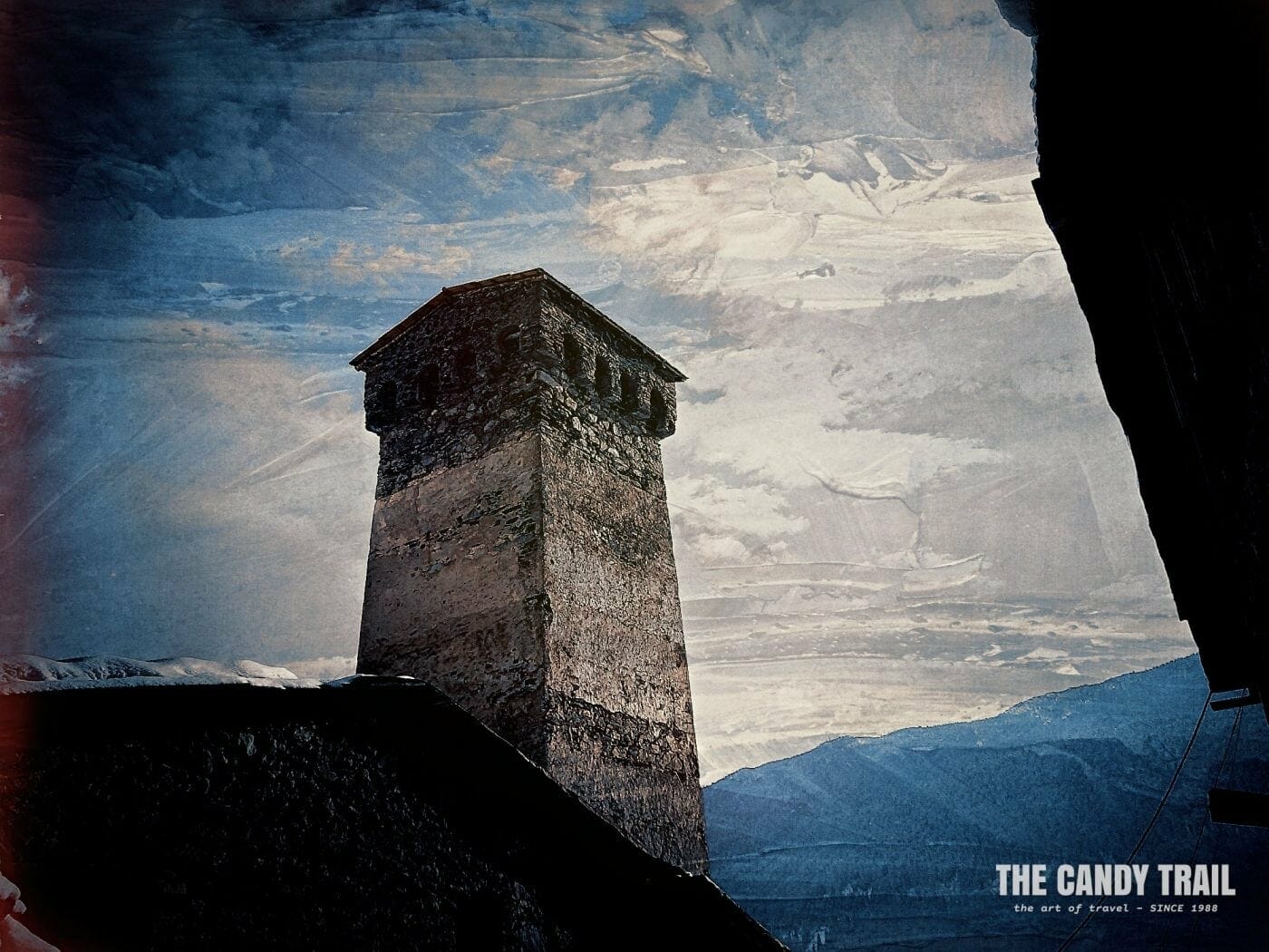 ancient-stone-tower-against sky-mestia-georgia