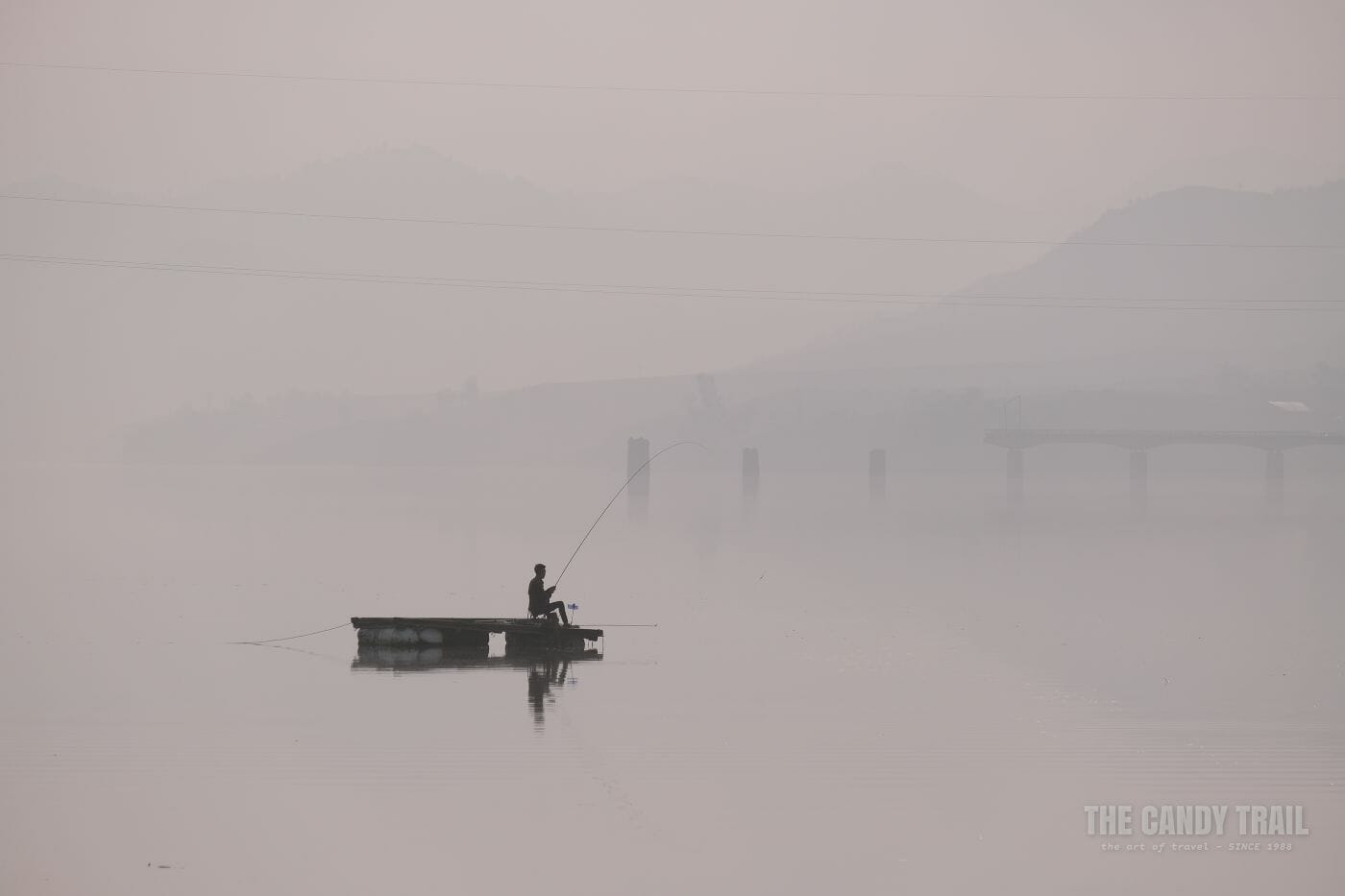 Yalu River Fishing On Chinese Side Looking To Blown Up Japanese Ww2 Bridge Over To Dprk